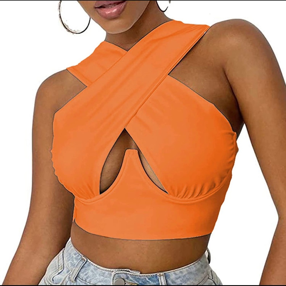 Sexy Criss Cross Cutout Crop Top - New